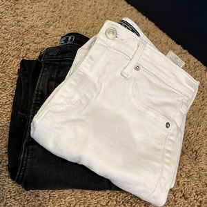 Abercrombie Simone High Rise Ripped Stretchy Skinny Jeans (White and Black)